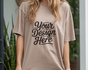Espresso Comfort Colors 1717 T-Shirt Mockup| Oversized Mockup| Comfort Colors T-shirt Mockup| Print On Demand Mockup