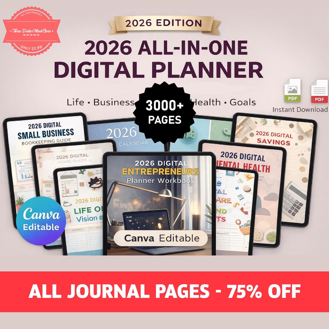 2026 All-in-one Digital Planner Bundle, Printable Journal Planner ...