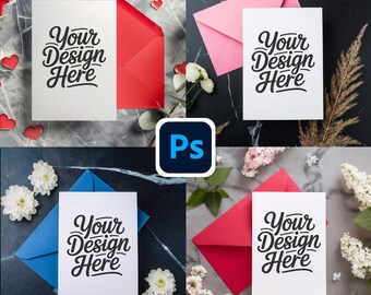 Makieta składanej karty zaproszenia, makieta zaproszenia ślubnego, makieta składanej karty 5x7 w formacie PSD, makieta karty na baby shower, makieta karty okolicznościowej w formacie PSD