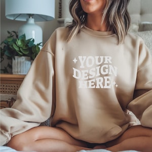 Gildan 18000 Mockup | Gildan Sand Sweatshirt Mockup | Sweatshirt Model Mockup | Gildan Sand | 18000 Sand | Simple Mockup