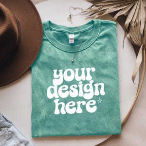 Comfort Colors 1717 Light green Adult Heavyweight RS T-Shirt mockup Comfort Colors mockup Short Sleeve Shirt flat lay mockup