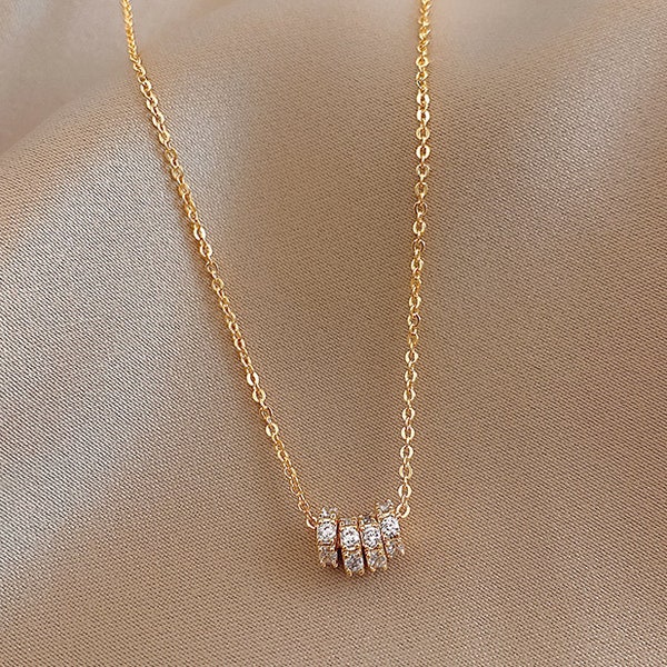Trending Dainty Diamond Bead Necklace 14K Gold Filled Casual Everyday Simple Round Gift Bridesmaid