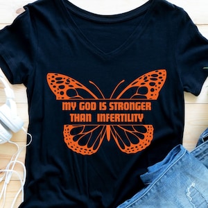 My GOD Is Stronger Than Infertility Pink Blue Orange Ribbon IVF Warrior Infertility Fighter Support Cricut svg png