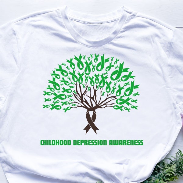Childhood Depression Awareness Green Ribbon Mental Health Warrior Kids Support Cricut svg png