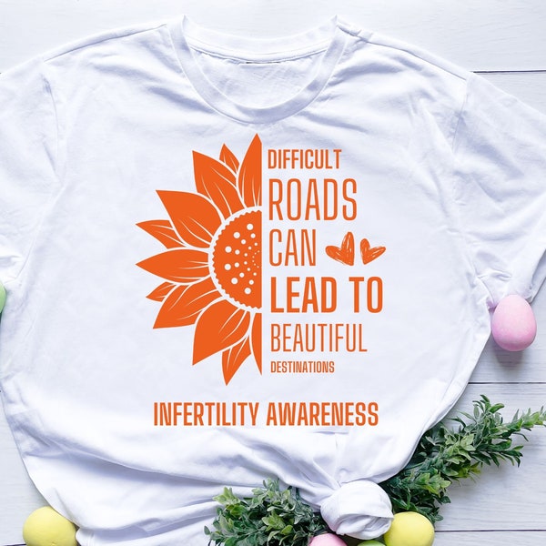 Difficult Roads Can Lead To Beautiful Destinations infertility Awareness Pink Blue Orange Ribbon IVF Warrior Infertility Support svg png