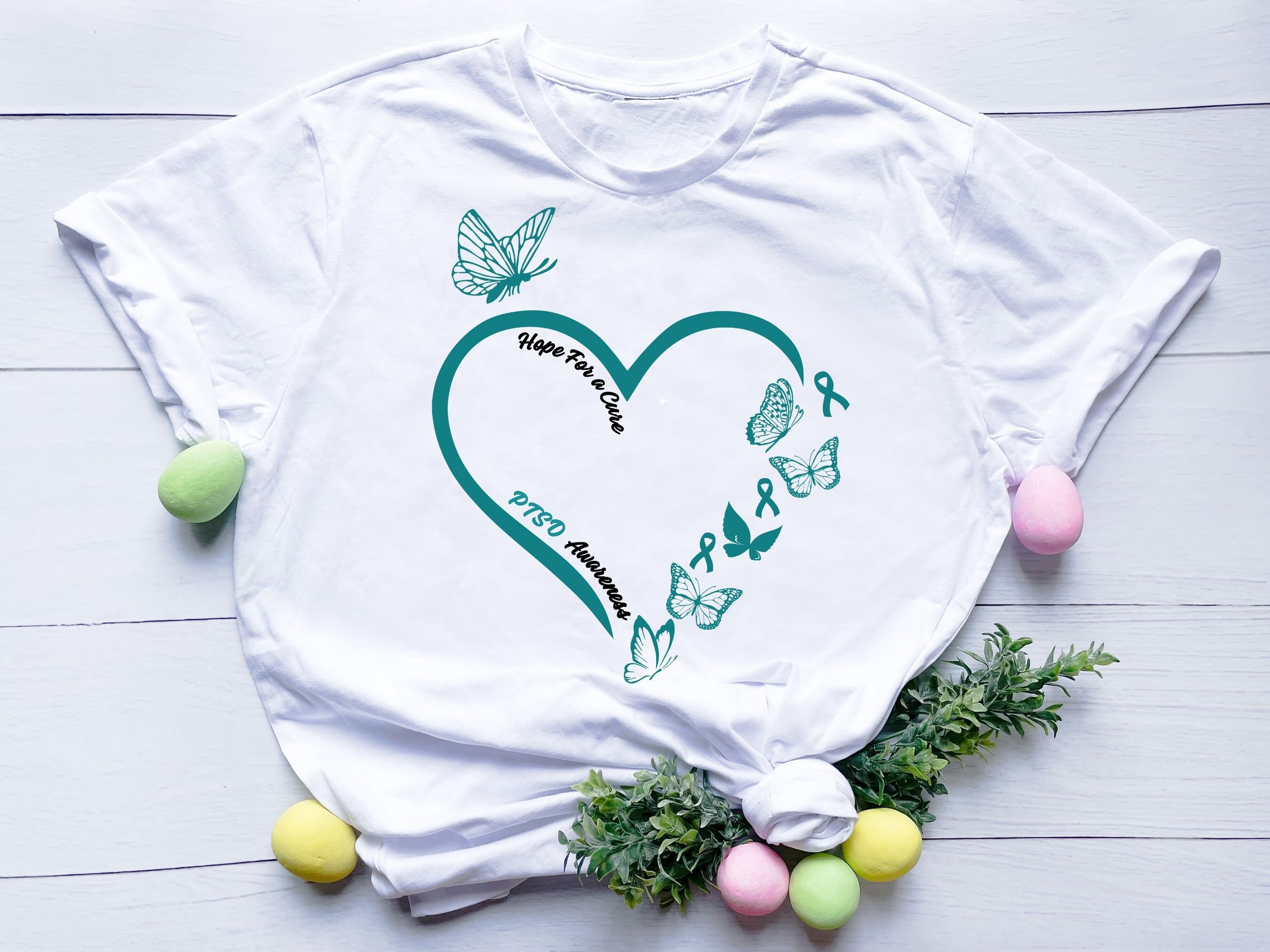 Hope For a Cure PTSD Awareness Teal Ribbon Post-traumatic Stress Disorder Awareness PTSD Warrior Cricut svg png