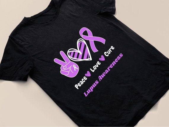Peace Love Cure Lupus Awareness T-Shirt Lupus Purple Ribbon Peace Love Cure Lupus Awareness T-Shirt Lupus Purple Ribbon