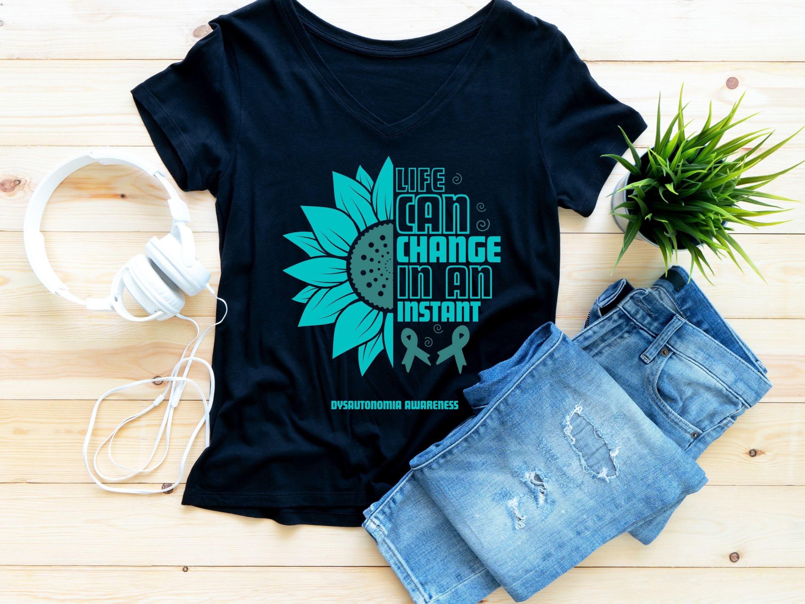 Life Can Change In An Instant Dysautonomia Awareness Turquoise Ribbon Dysautonomia Awareness Dysautonomia Warrior Support Cricut svg png