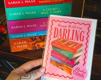 Bookish Birthday Card, ACOTAR Book Stack Illustration