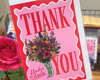 Floral Thank You Card: Hand Drawn Bouquet Illustration