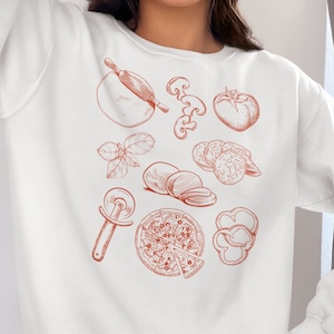 Pizza Toppings & Ingredients Sweatshirt, Pizza Lover, Fun Pizza Sweatshirt, Unisex Pizza Crewneck, Pizza Toppings Jumper, Foodie Gift