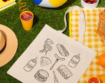 Sommarens Cookout Canvas Tote: Återanvändbar picknick- och strandväska