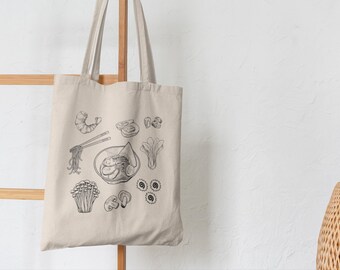 Bolsa de lona con ingredientes y complementos para ramen / Regalo para amantes de la comida japonesa