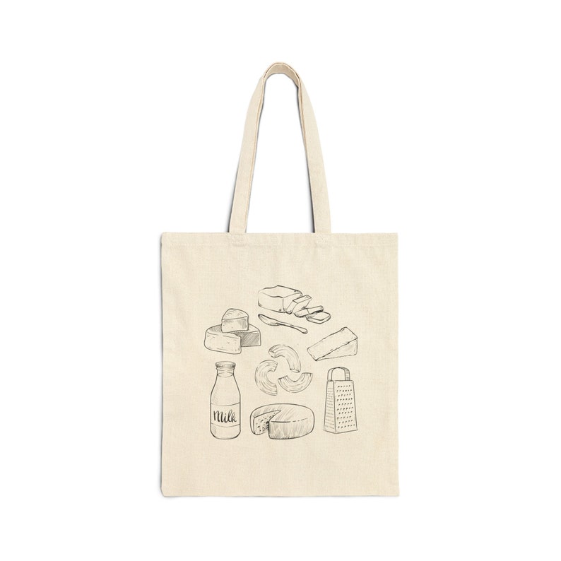 Katoenen canvas draagtas Mac & Cheese-ingrediënten | Foodie-boodschappentas | Comfortfood afbeelding 9