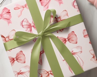 Pink Bow Gift Wrap | Wrapping Paper for Birthdays, Baby Showers, Weddings, Holidays