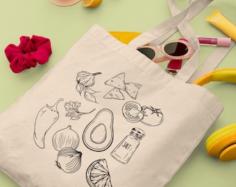 Guacamole Ingredients Canvas Tote | Foodie Gift