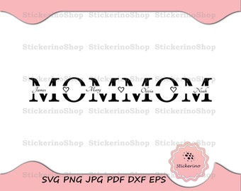 Mommom Monogram SVG | Mommom Split | Mommom Outline | Family Reunion Gift | Heart Png | Cut, Cricut Silhouette File | Digital Download