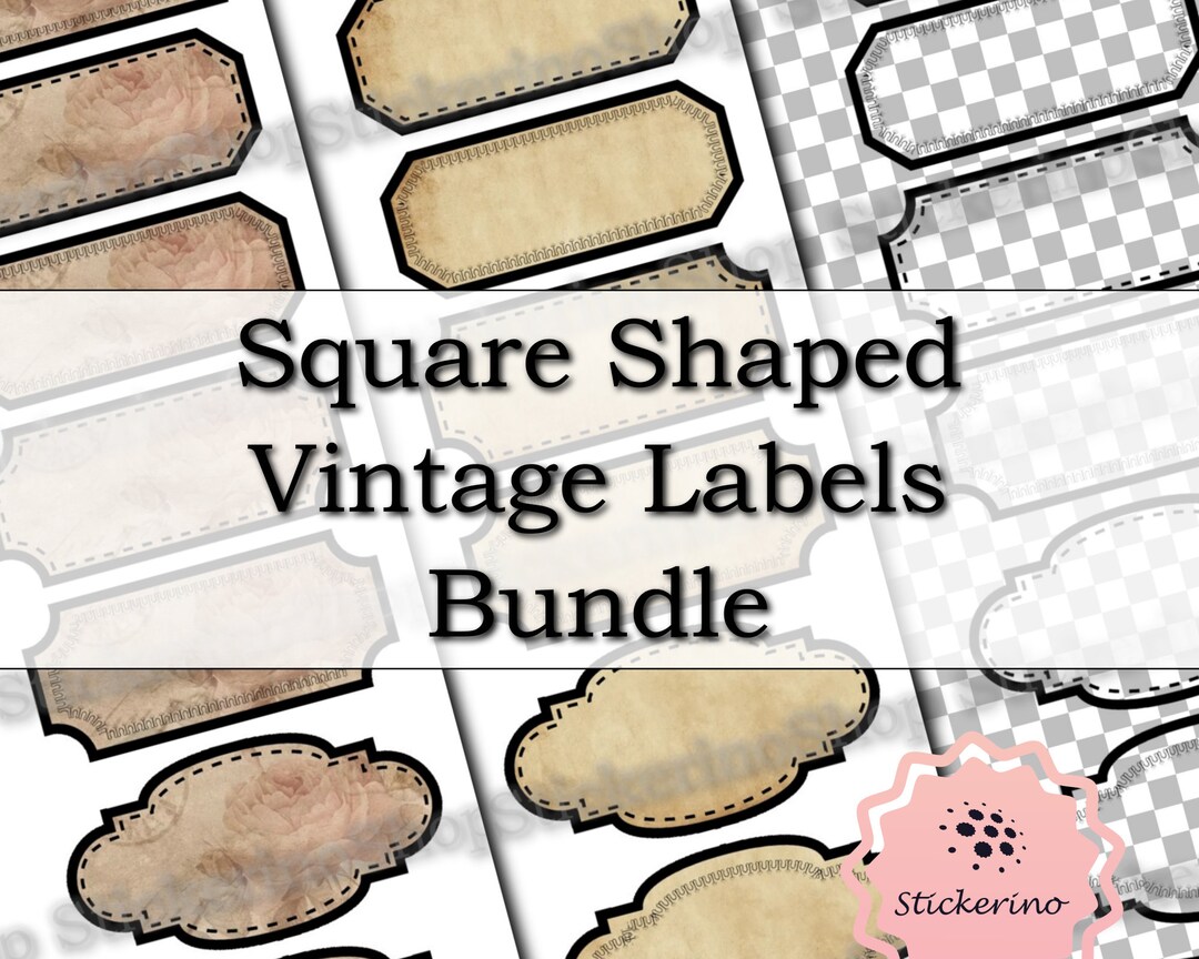 Square Shaped Vintage Label Bundle | Instant Download | A4 Sized, 6 ...