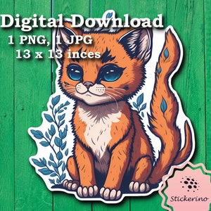 Etiqueta imprimível do puma de <br> Entrega Rápida? Bebê fofo Puma | Leão Da Montanha Png | Ser Florestal | Criatura da floresta | Folha de colagem de clipart de bônus grátis