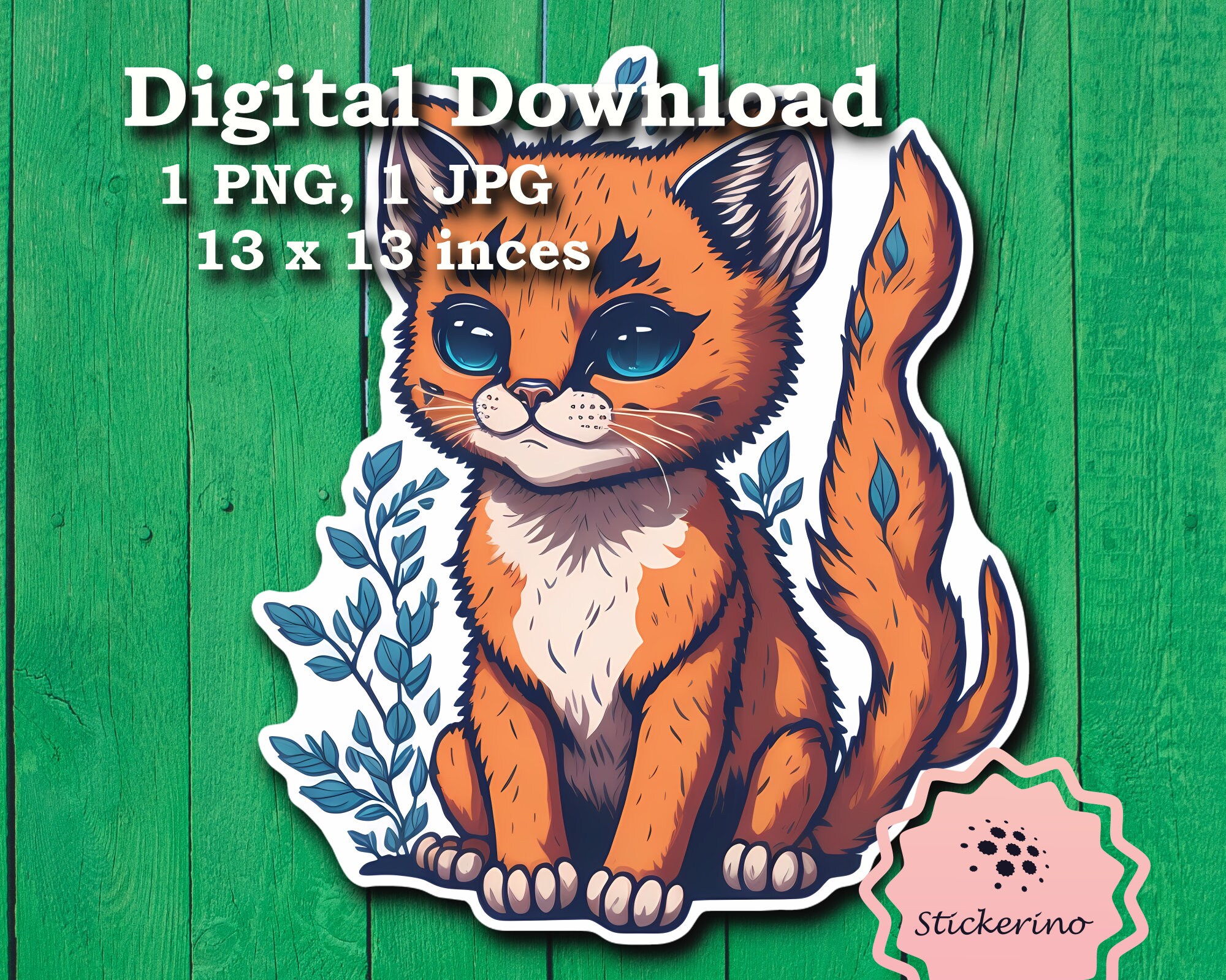 Printable Cougar Sticker Cute Baby Puma Mountain Lion Png Forest Being ...