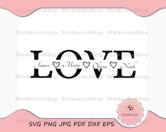 Love Monogram SVG, Love Split Image, Love Outline, Family Reunion Gift, Heart Png, Cricut Silhouette Cut File, Instant Digital Download