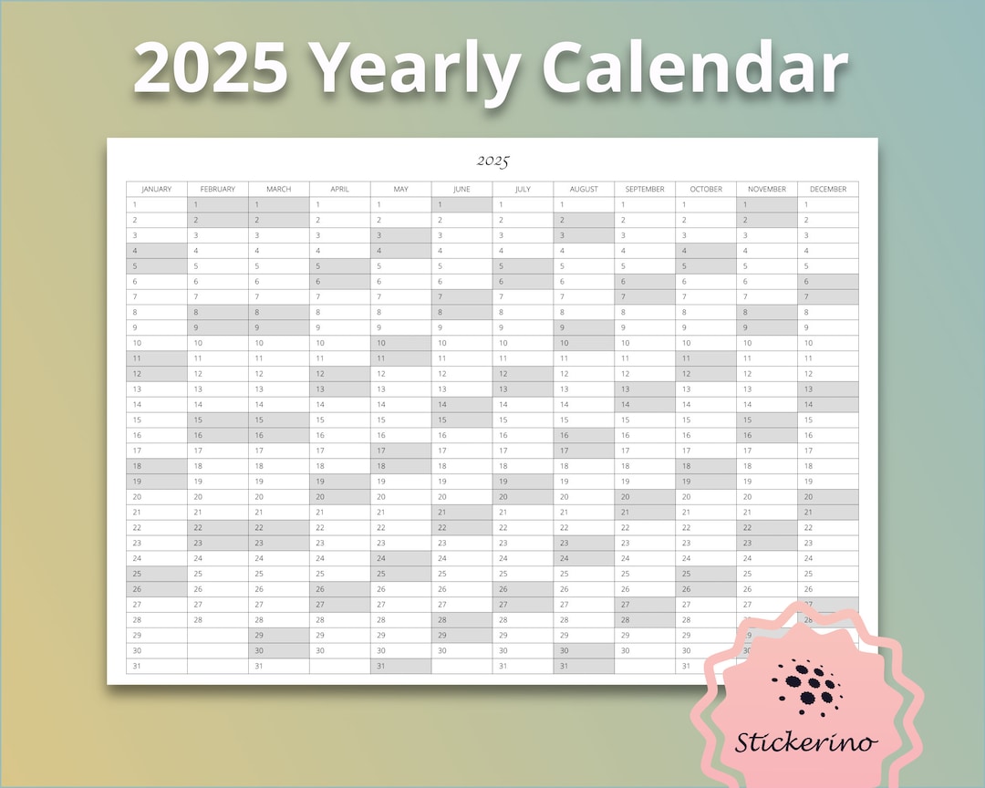 2025 Landscape Yearly Calendar PDF Minimalist Year at A Etsy UK