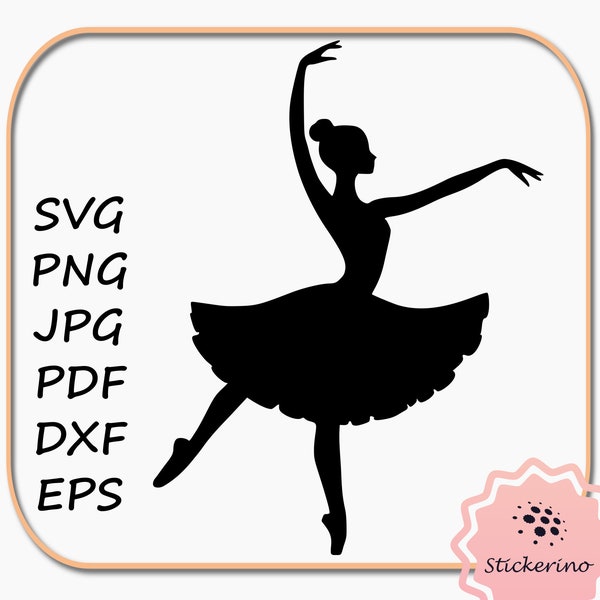 Graceful Ballerina Silhouette SVG Clipart | Ballet Dancer Instant Download | Attitude Effacée Position Eps Png Dxf Printable | DIY Crafts