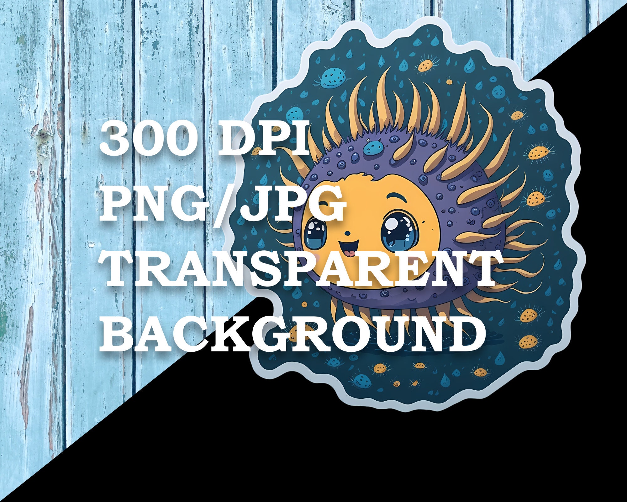 Printable Sea Urchin Sticker | Cute Baby Sea Urchin | Sand Dollar Png ...