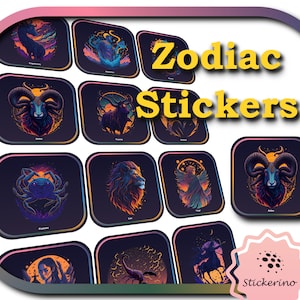 Sternzeichen-Bundle als PNG-Dateien | Horoskop Sonnenuntergang Design | Sternzeichen | Digitaler Download | A4 und Letter Collage Blätter | Sofort Download