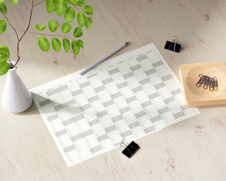 2025 Landscape Yearly Calendar PDF Minimalist Year at A Etsy UK