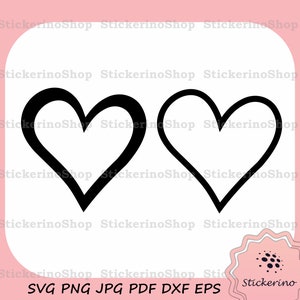 Contour de coeur asymétrique | Silhouette coeur noir | Fichier vectoriel de contour de coeur inégal pour fichier Cricut Dxf | Fichiers coupés bordure coeur irrégulier