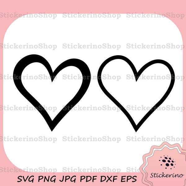 Asymmetric Heart Outline | Black Heart Silhouette | Uneven Heart Contour Vector File For Cricut Dxf File | Irregular Heart Border Cut Files