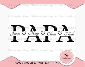 Papa Monogram SVG | Papa Split Image | Papa Outline | Family Reunion Gift | Heart Png | Cut, Cricut Silhouette File | Digital Download