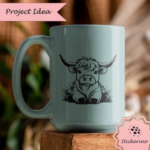 Cute Highland Cow Svg Bundle, Highland Cow Clipart, Set of Highland Cow Png, Black And White Cattle Head Svg, Farm Animal Svg, Gift For Him