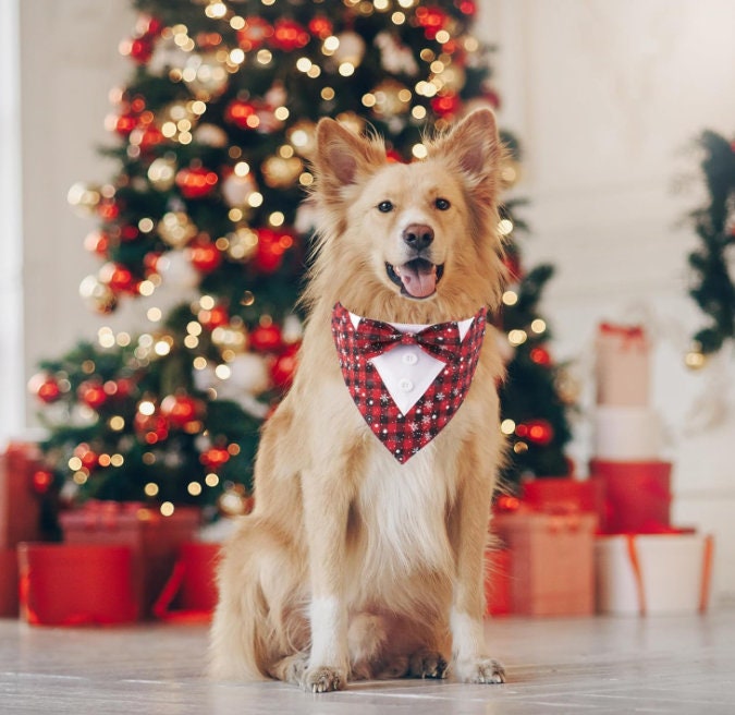Christmas Costume for Dogs Pet, Christmas Dog Tuxedo Bandana,dog