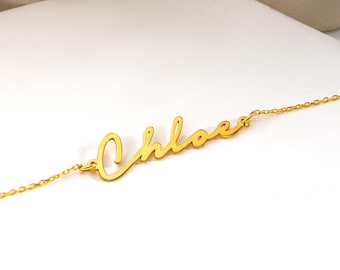 Pulsera con nombre personalizada en oro de 14 quilates, pulsera con nombre pequeño, joyería personalizada para mujer, regalos personalizados para ella, pulsera con nombre de bebé