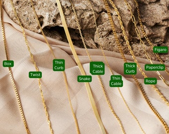 18K Gold Vermeil Chain, Curb Chain, Figaro Chain, Vine Chain,Rope Chain,Paperclip Chain,Snake Chain,Everyday Jewelry,Gift for Women/Her/Mom