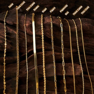 18K Gold Chain Necklace - Box Chain - Paperclip Necklace - Curb Chain - Figaro Chain - Thin Gold Chain - Everyday Necklace - Gift for Her