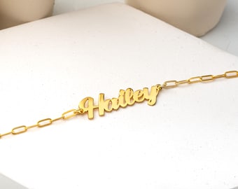 Pulsera con nombre personalizada con cualquier cadena, pulsera con nombre personalizado, pulsera delicada en capas, joyería con nombre personalizado, pulsera con nombre de bebé para ella