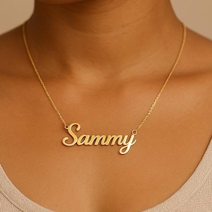 14K Gold Name Necklace, Personalized Name Pendant Necklace, Custom Name Necklace, Minimalist Name Jewelry for Women, Gift for Her