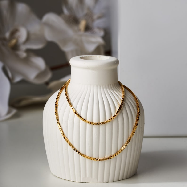 18k Gold Chain Necklace, Thin Chain Necklace, Thick Chain Necklace, Box Chain, Twist Chain, Snake Chain, Curb Chain, Necklace for Women bild 3