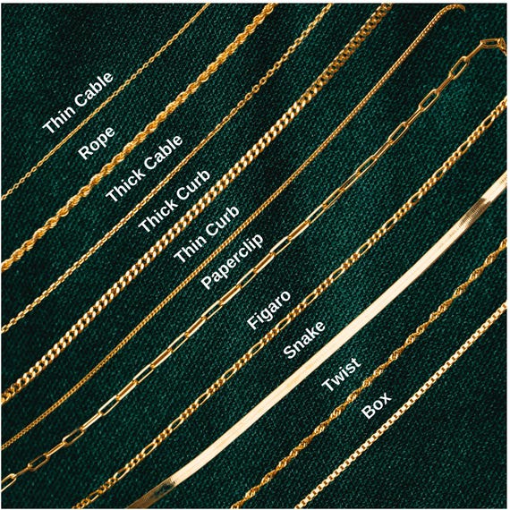 18k Gold Chain Necklace, Thin Chain Necklace, Thick Chain Necklace, Box Chain, Twist  Chain, Snake Chain, Curb Chain, Necklace for Women