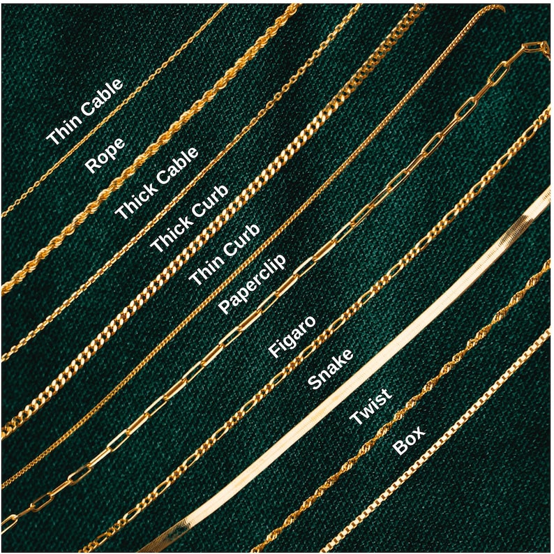 18k Gold Chain Necklace, Thin Chain Necklace, Thick Chain Necklace, Box Chain, Twist Chain, Snake Chain, Curb Chain, Necklace for Women bild 1