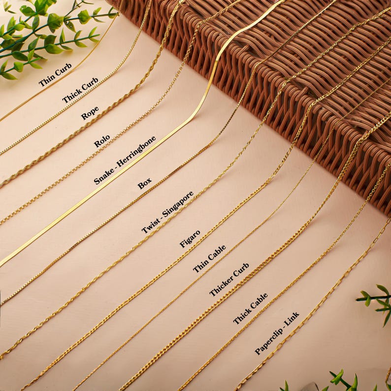 14K Gold Chain Necklace, Everyday Minimalist Thin Gold Chain Necklaces ...