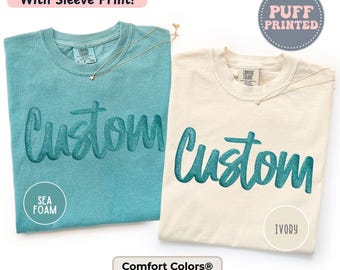 Teacher Name Shirt | Personalized Puff Print Comfort Colors Tee | Sleeve Print | Custom Script Teacher Shirt For Classroom Style
