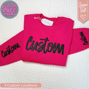 Custom Puff Team Name Sweatshirt, Custom Glitter Mascot Shirt for Team Spirit Shirts, Matching Work Sweaters, Personalized Gift for Her Mom