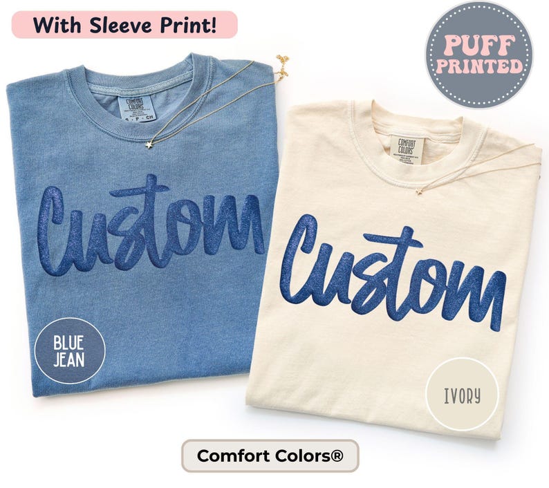 Matching Friend Shirts | Custom Puff Print Comfort Colors Tee | Sleeve Print | Personalized Group Shirts For Best Friends