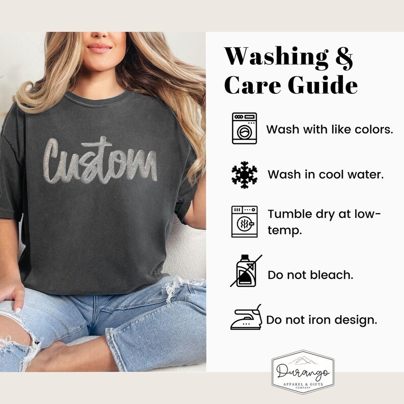 Custom Business Shirt | Personalized Puff Print Comfort Colors Tee | Sleeve Print | Custom Script Logo Shirt For Small Business Owners