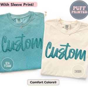 Teacher Name Shirt | Personalized Puff Print Comfort Colors Tee | Sleeve Print | Custom Script Teacher Shirt For Classroom Style