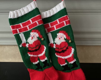 Hand Knit, Christmas Santa Stocking